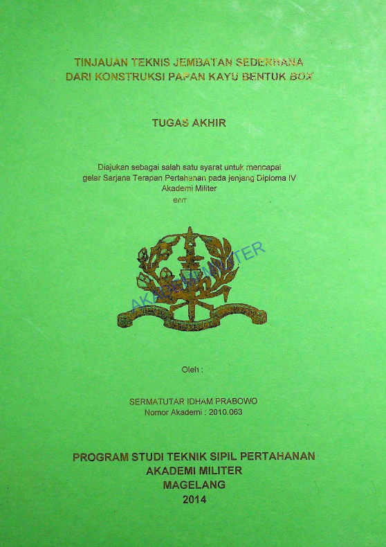 TINJAUAN TEKNIS JEMBATAN SEDERHANA DARI KONSTRUKSI PAPAN KAYU BENTUK BOX